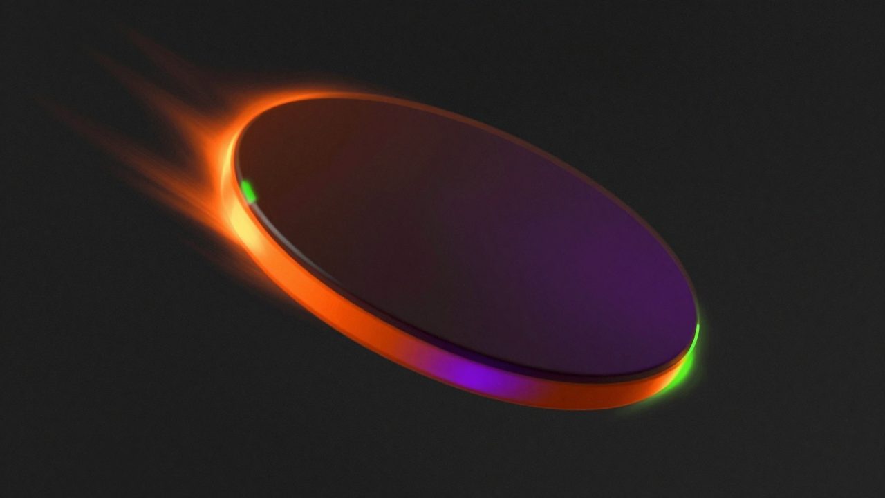 Abstract illustration of a dark rounded tile edge-lit orange and violet, representing member records carried across from an old system